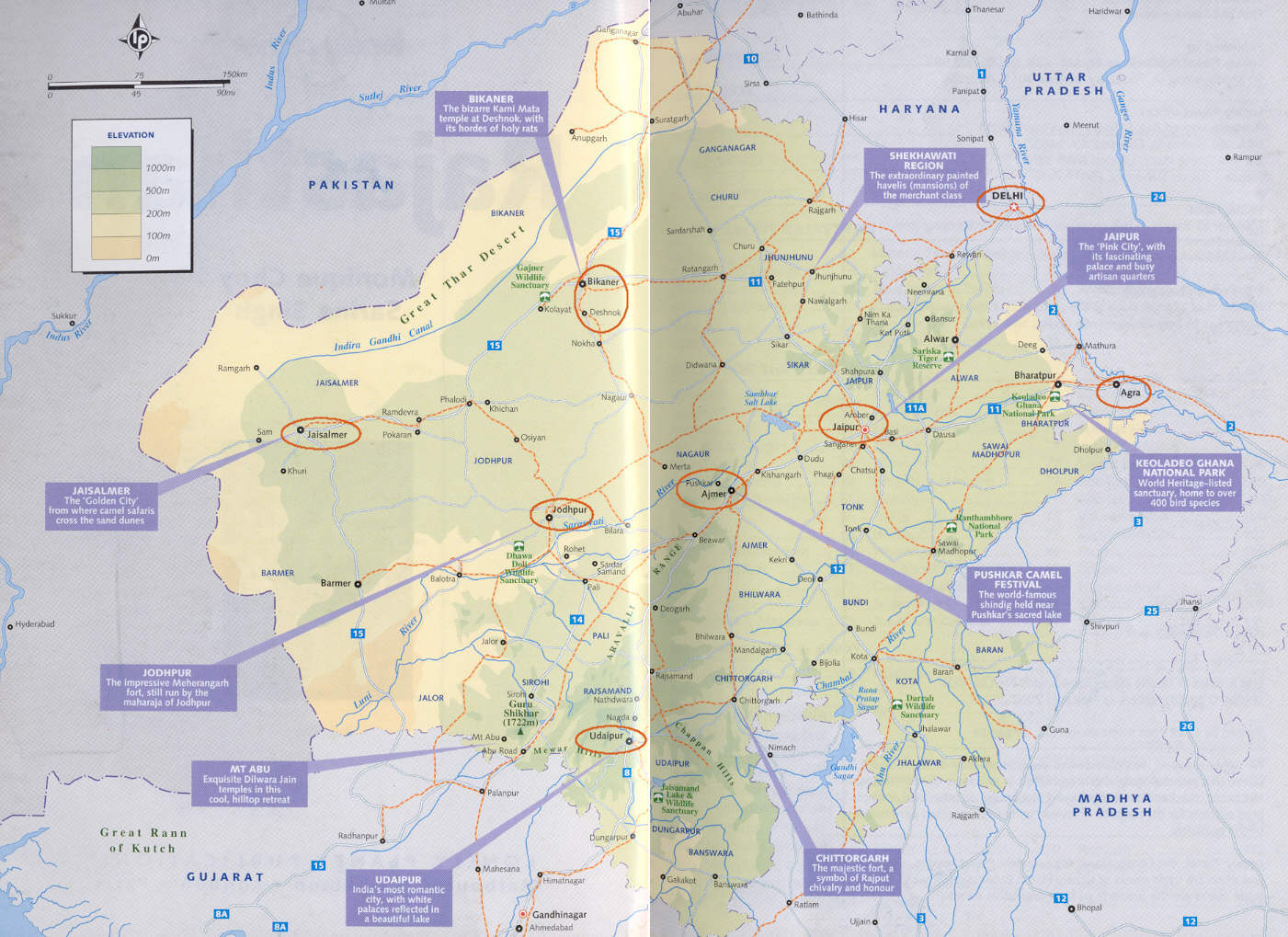 Indien Rajasthan Karte